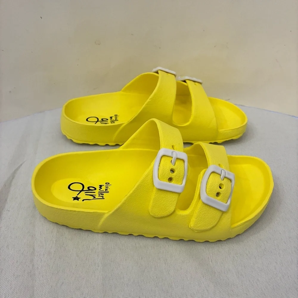 Olivia Miller Girls Yellow Double Buckle Slide Sandals Size 1